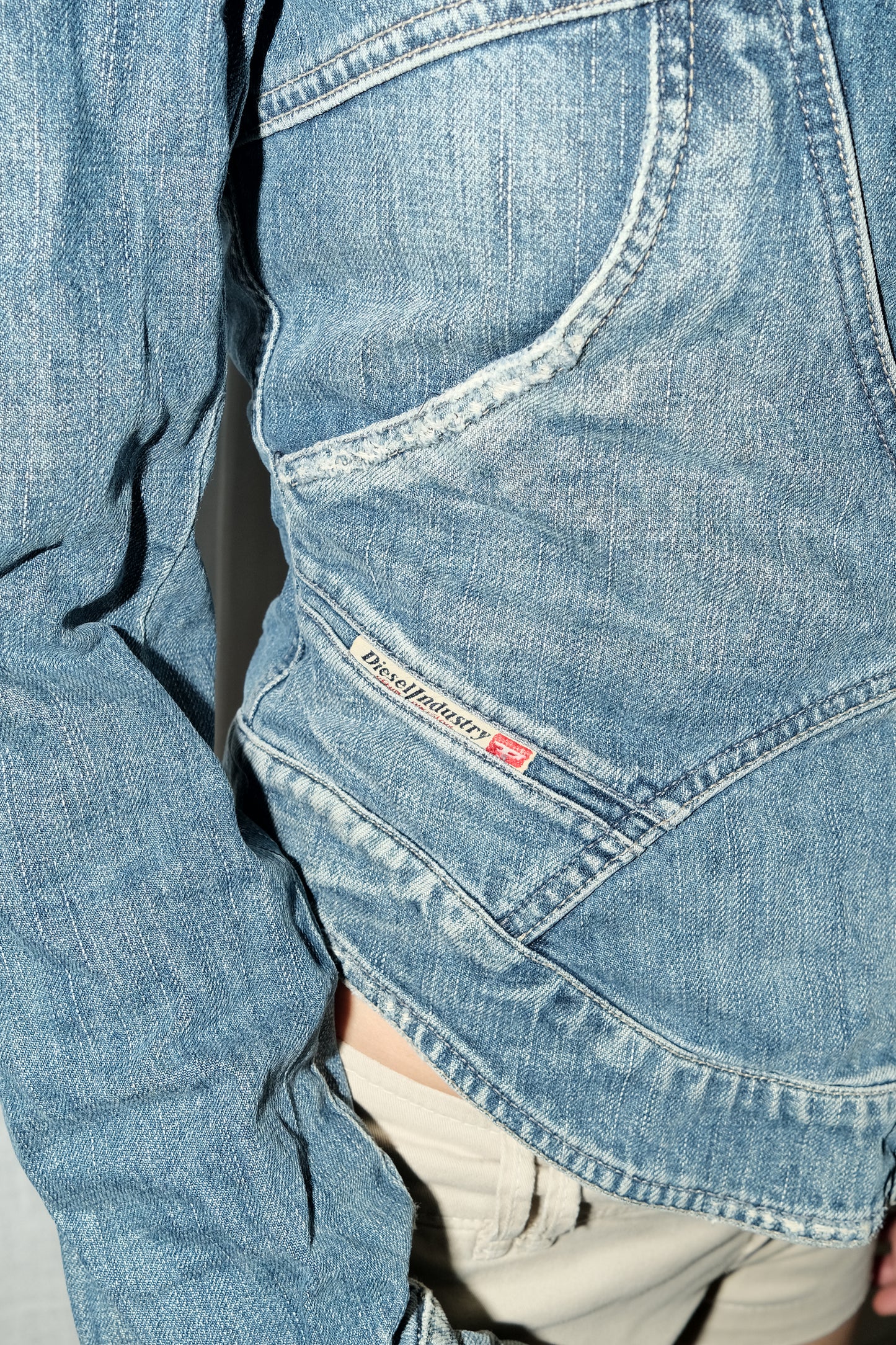 Diesel Corsetted Denim Jacket (Mid Wash)