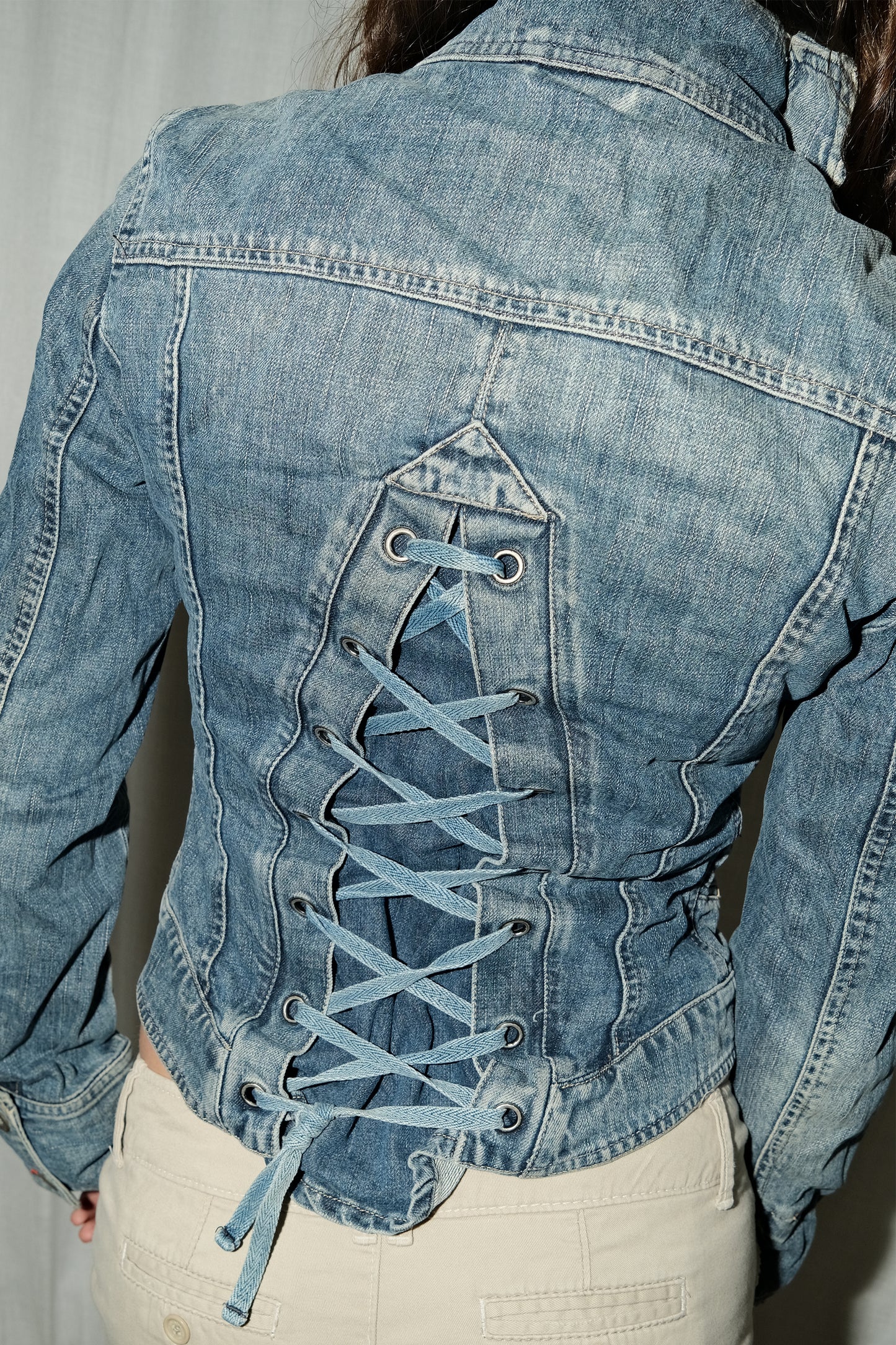 Diesel Corsetted Denim Jacket (Mid Wash)