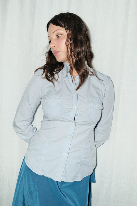 Dolce and Gabbana Pinstripe Shirt (Blue)